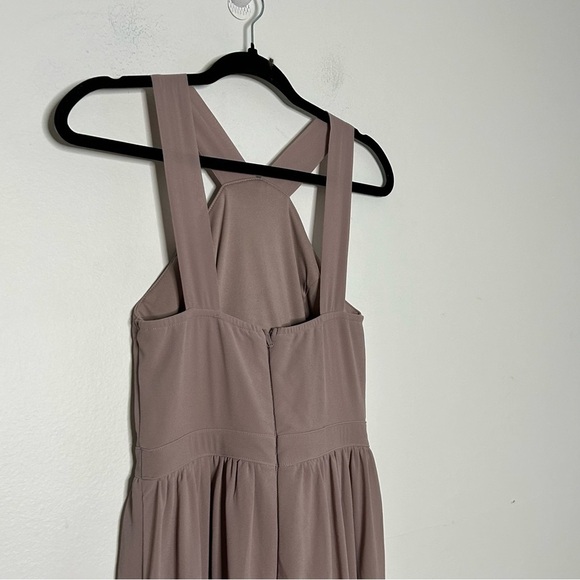 Lulu’s Sz S Nude Neutral Chiffon Maxi Bridesmaid Dress - Picture 6 of 9